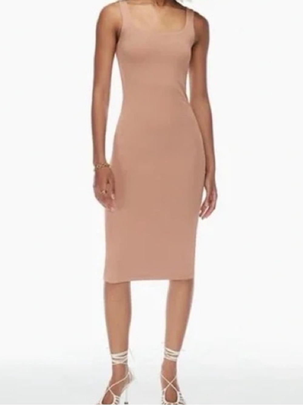 NWT Aritzia Babaton Contour Tank Midi Dress in Toasty Chaud Sz L